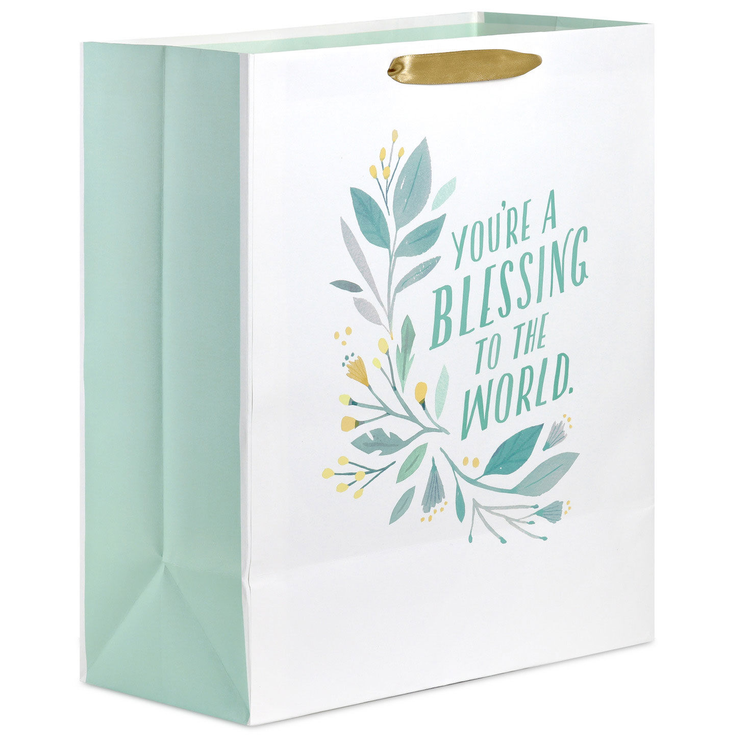 Lettering With Greenery on White Large Gift Bag back image number 6