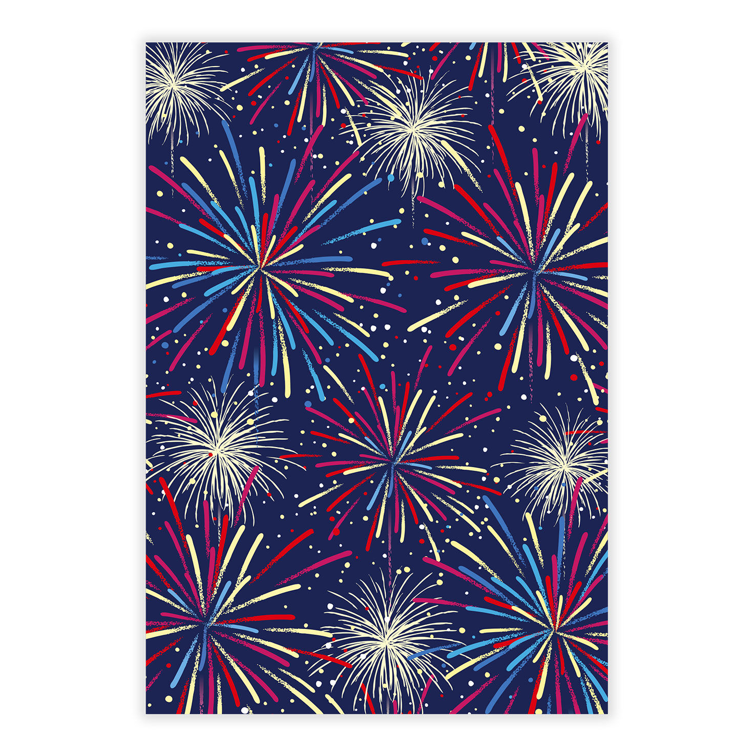 Red White Blue Fireworks Personalized Card front image number 2
