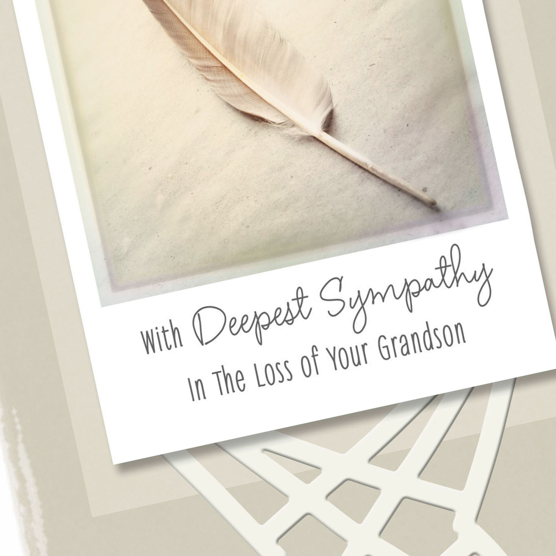 Single Feather Sympathy Card for Loss of Grandson Greeting Cards