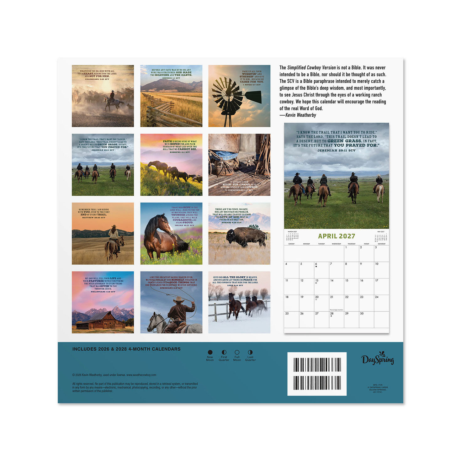 Bible Verses for Cowboys 2027 12-Month Calendar Back image number 2