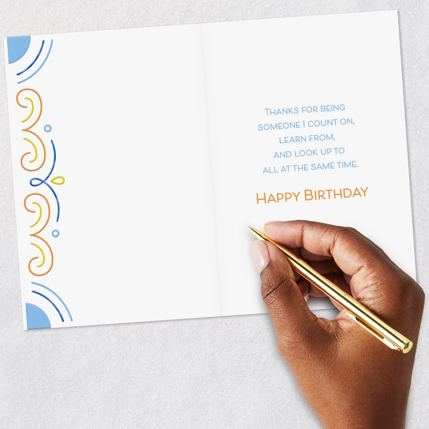 Blue and Gold Flourishes Godmother Birthday Card Signing card image number 6