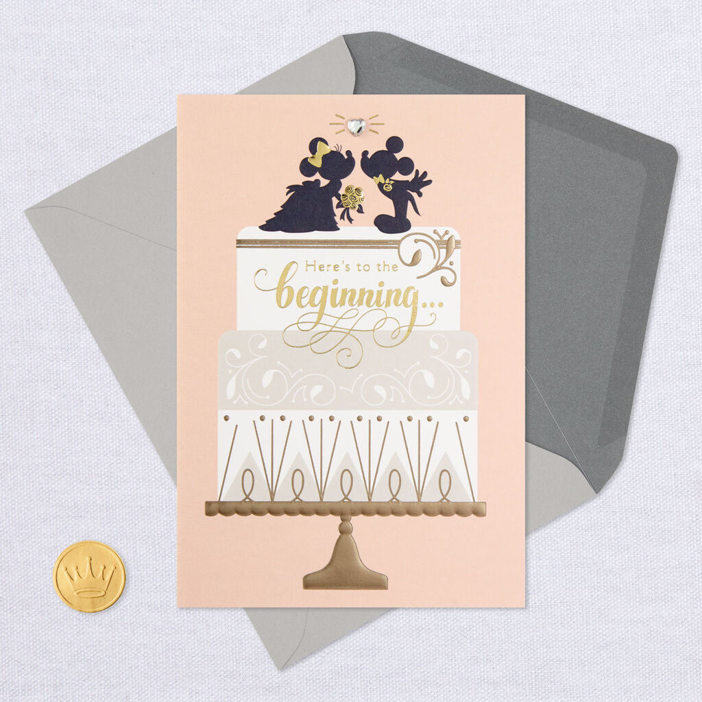 Mickey Mouse And Minnie Mouse Classic Romance Wedding Card