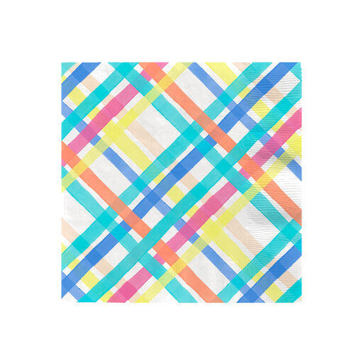 Bright Pastel Plaid Dinner Napkins, Set of 16, 