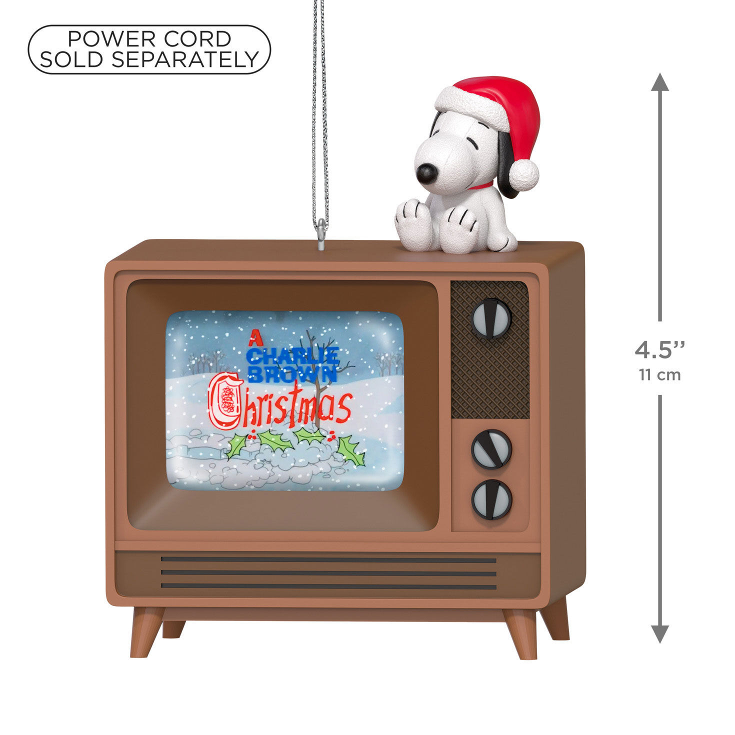 Snoopy on Vintage TV Keepsake Ornament measurement image number 3