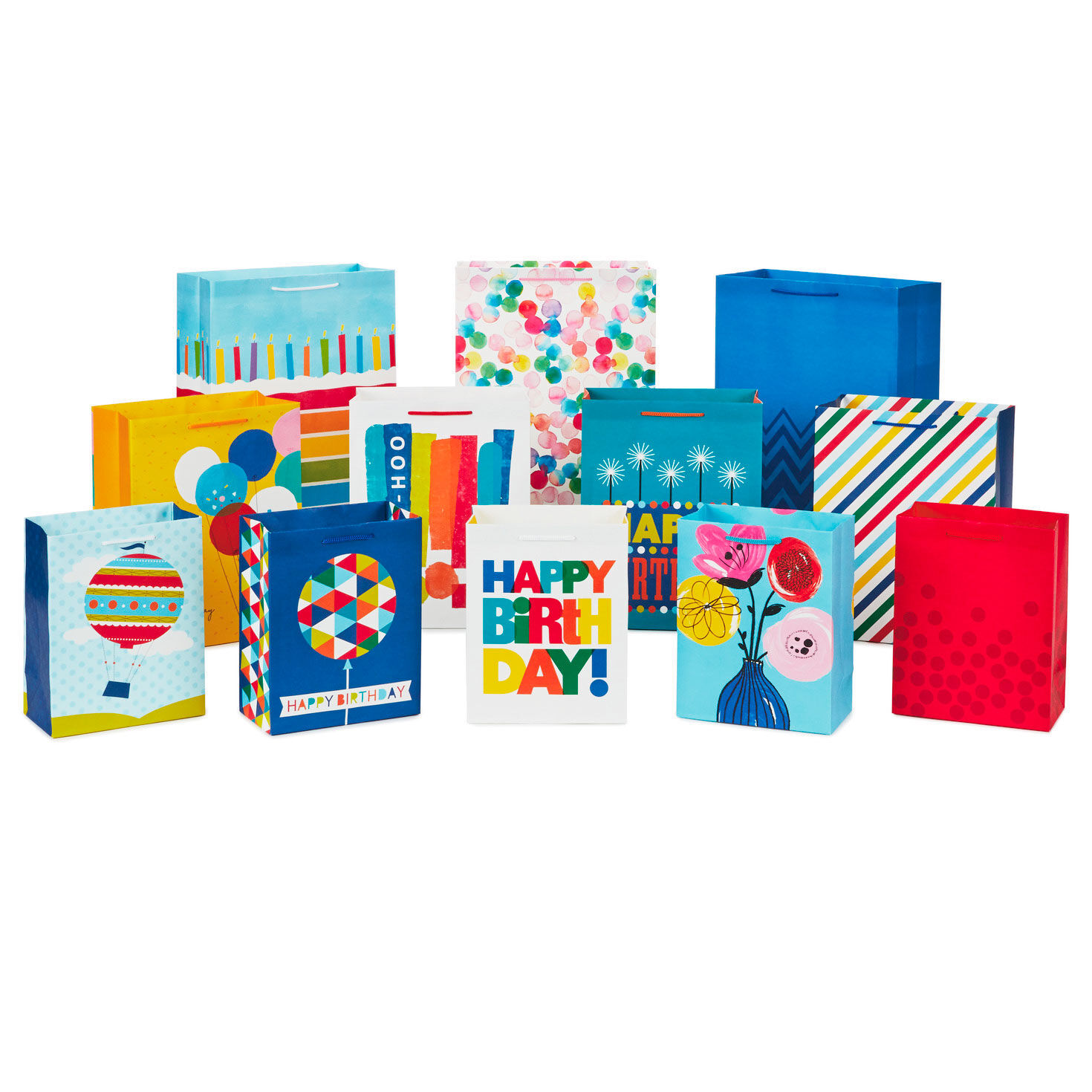 Bulk All-Occasion 12-Pack Gift Bags, Assorted Sizes and Designs, , large image number 1