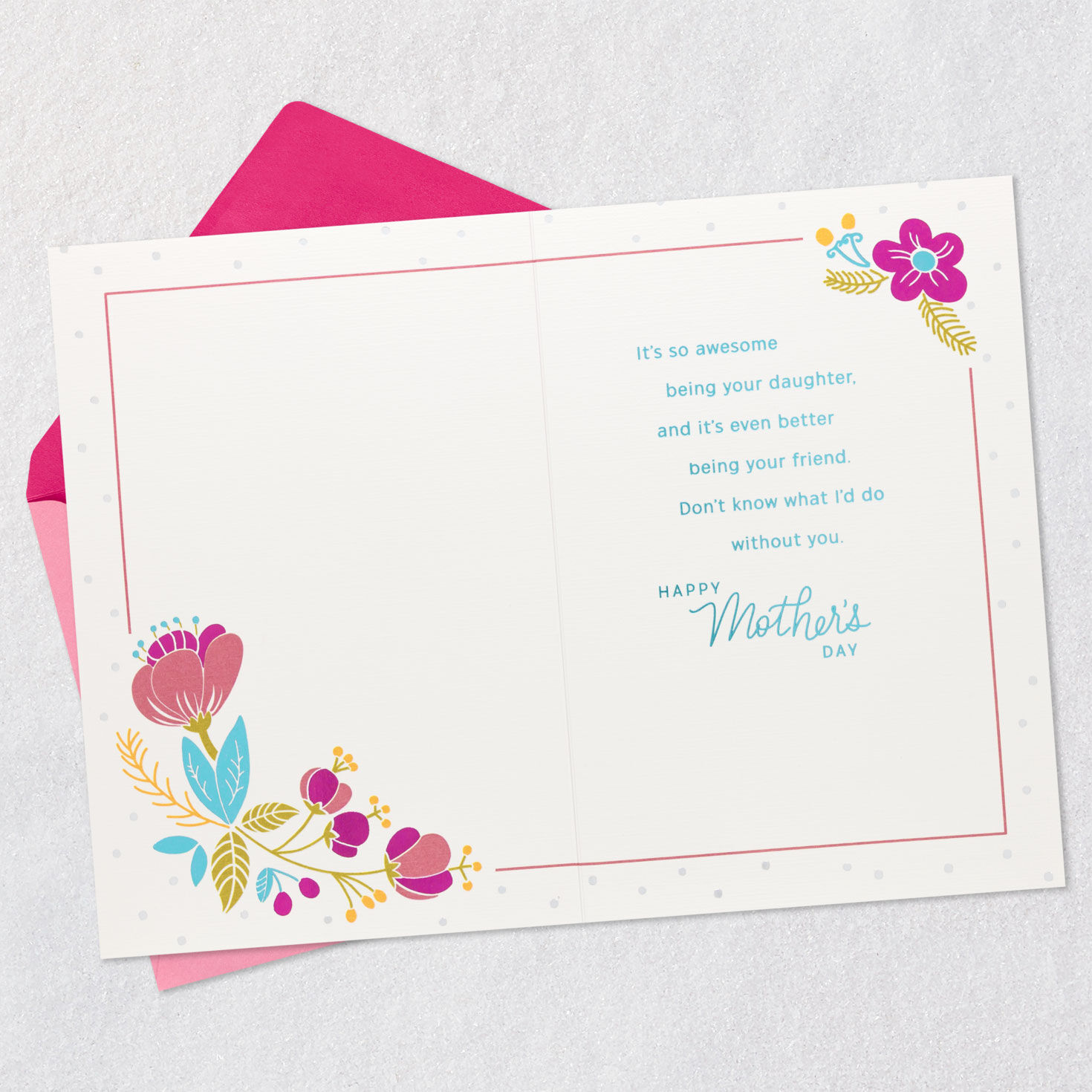 Floral Wreath Mom Mother's Day Card From Daughter Open card with envelope image number 3