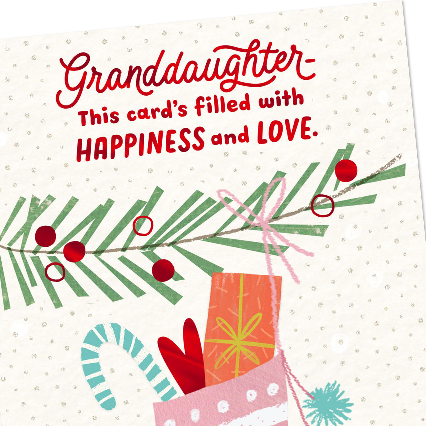Pink Stocking Christmas Money Card for Granddaughter Card Front Detail image number 5