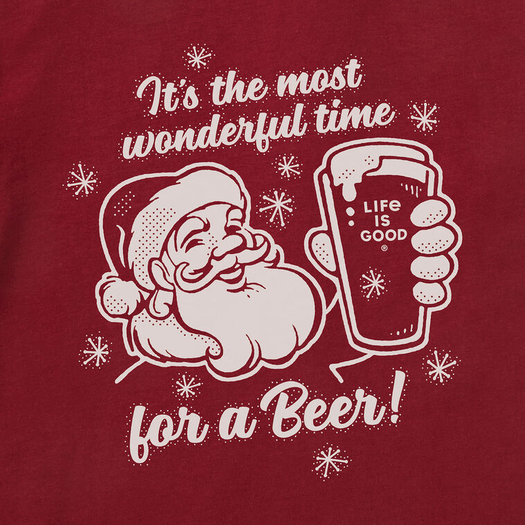 Life Is Good Men's Time for a Beer Santa Maroon Long Sleeve T-Shirt, , large image number 2