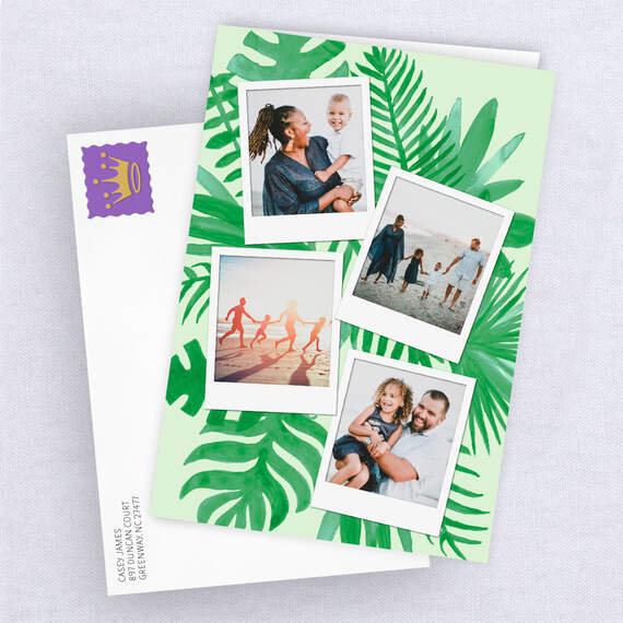 Personalized Tropical Ferns on Green Photo Card, , large image number 4