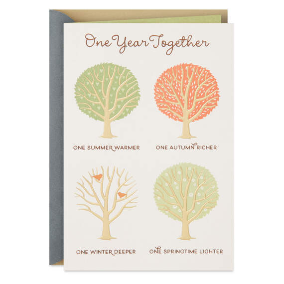 Summer, Autumn, Winter, Spring Trees First Anniversary Card, , large image number 1