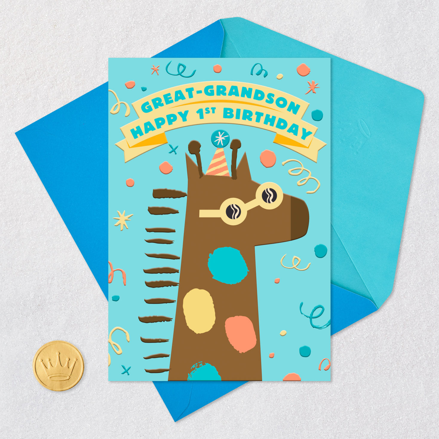 Cute Giraffe 1st Birthday Card for Great-Grandson for only USD 2.99 | Hallmark
