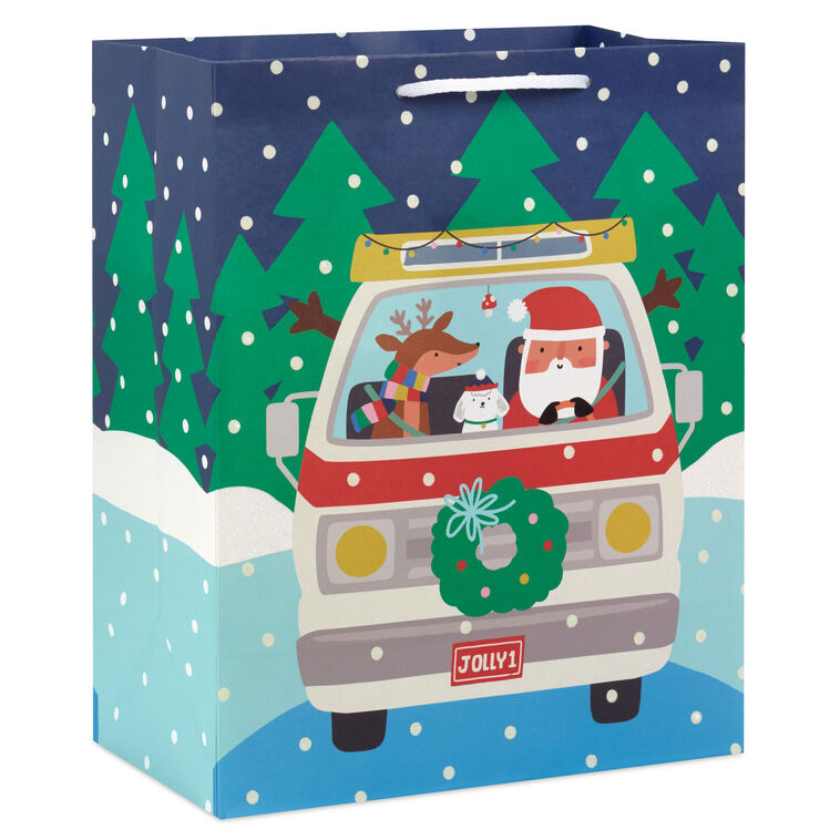 13" Santa Road Trip Large Christmas Gift Bag