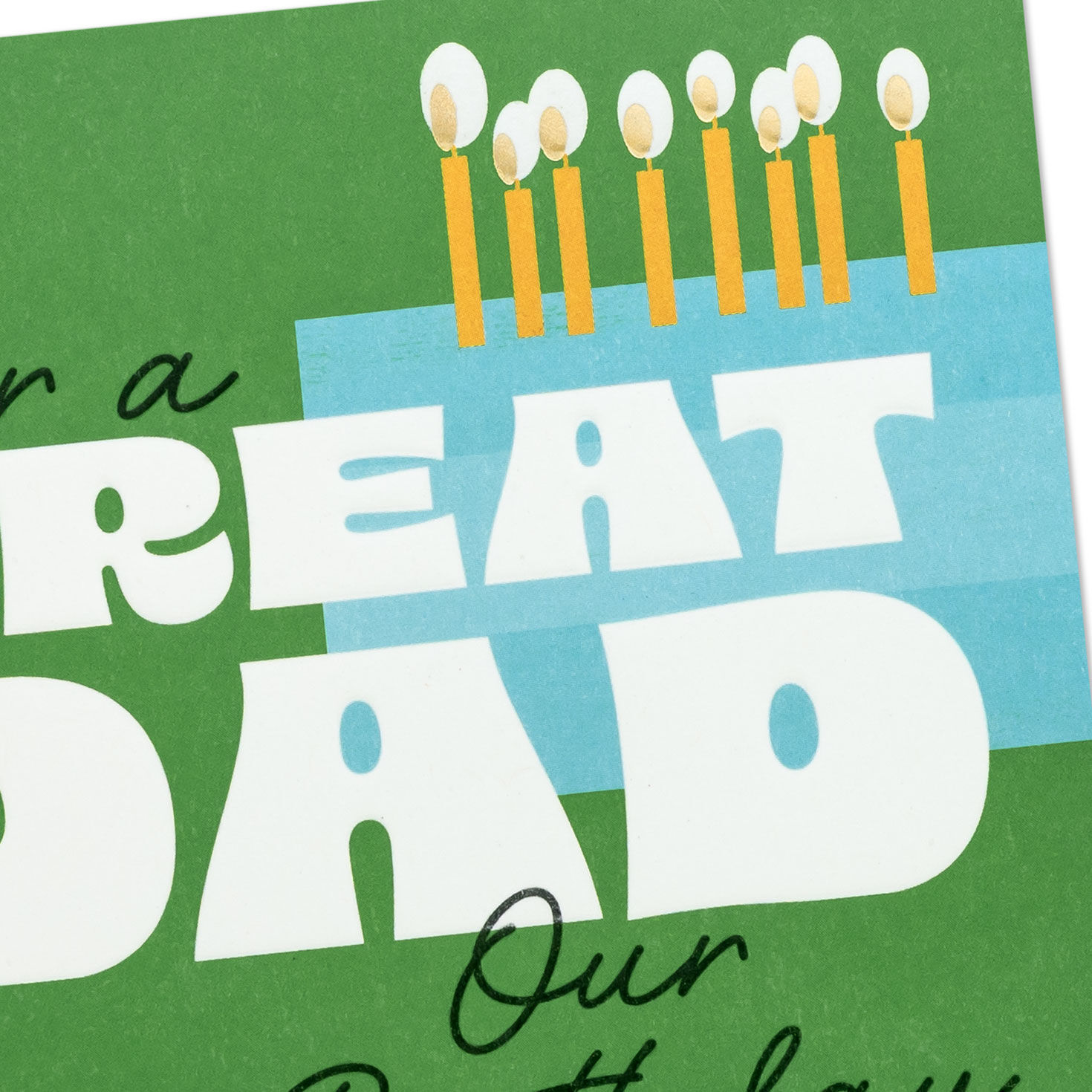 Retro Letters on Green Birthday Card for Dad from Us Card Front Detail image number 4