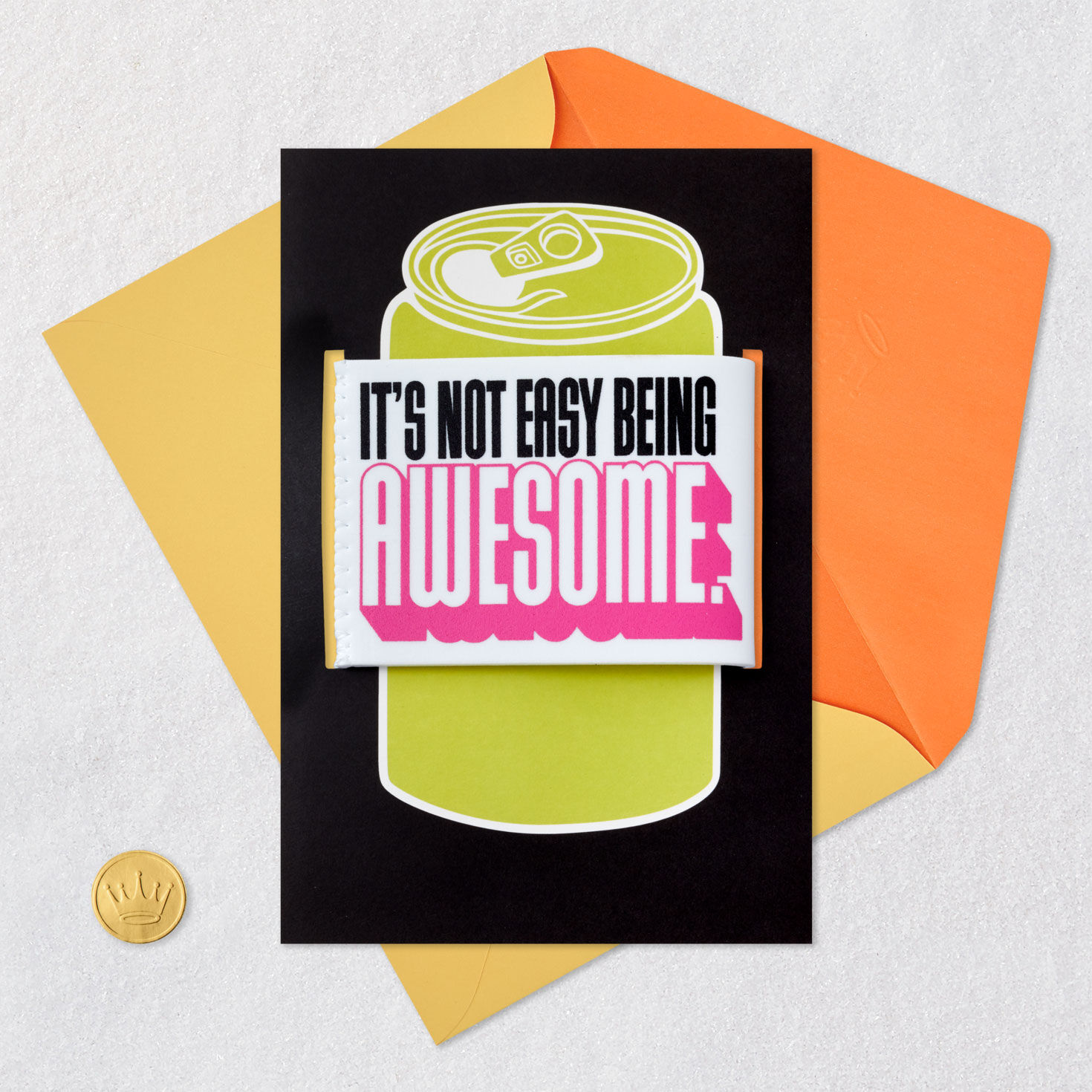 Beer Birthday Card With Detachable Foam Can Holder Card Front with Envelope and Gold Seal image number 6
