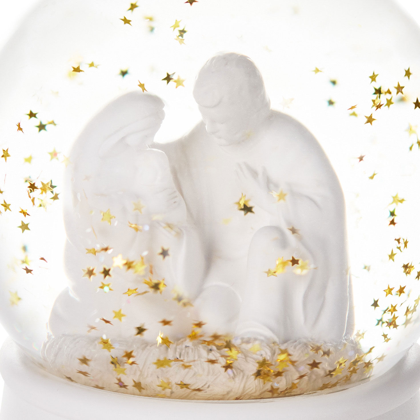 Holy Family Snow Globe With O Holy Night Song upclose detail image number 3