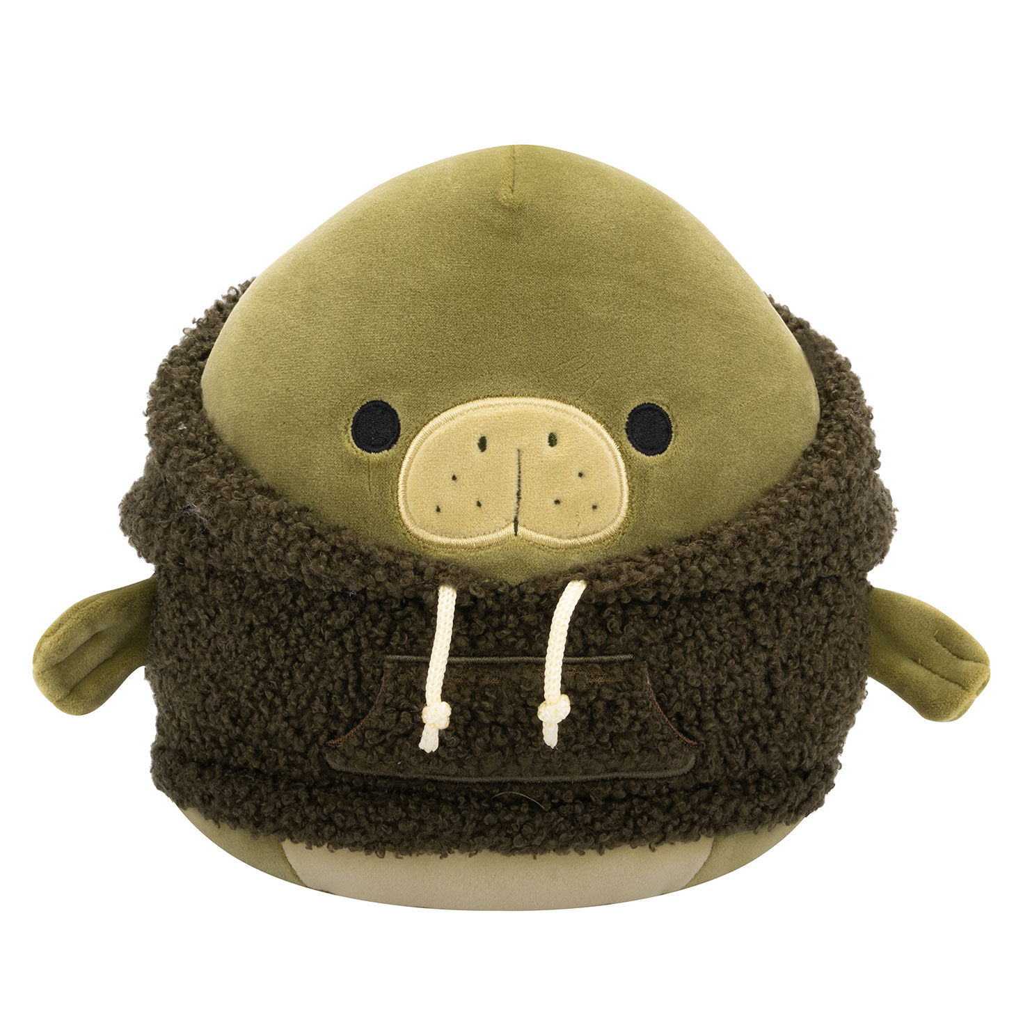 8" Squishmallows Wooster Manatee Little Plush in Olive Hoodie