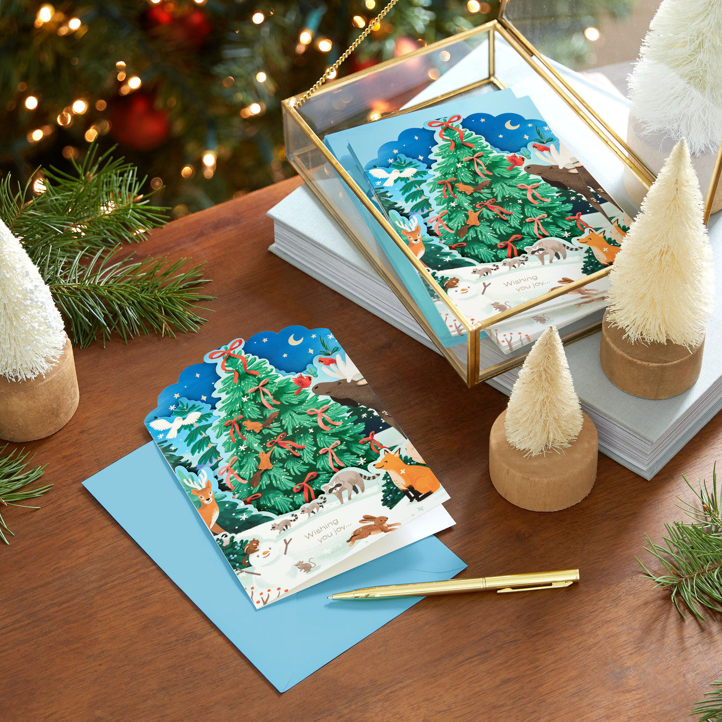 Woodland Animals Landscape Boxed Christmas Cards in use image number 8