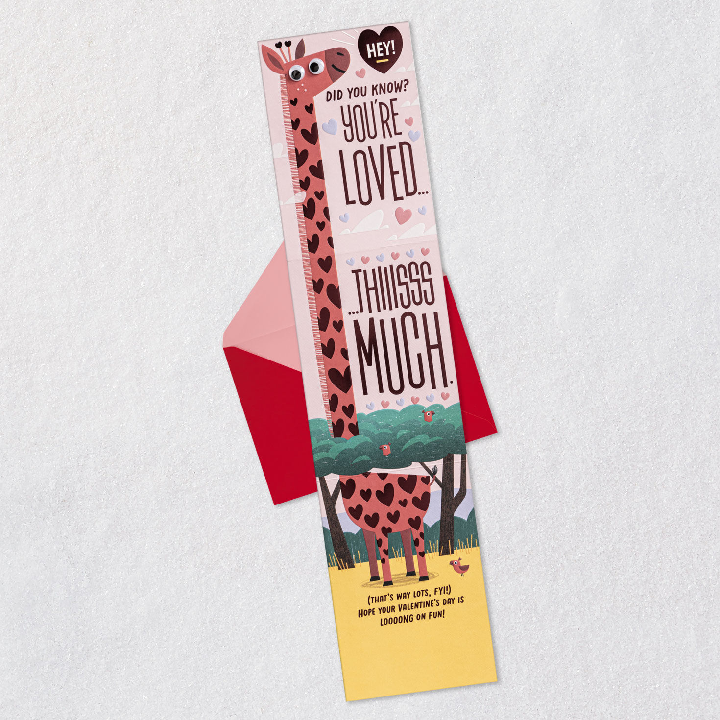 Giraffe Love Valentine's Day Card for Kids Open card with envelope image number 2