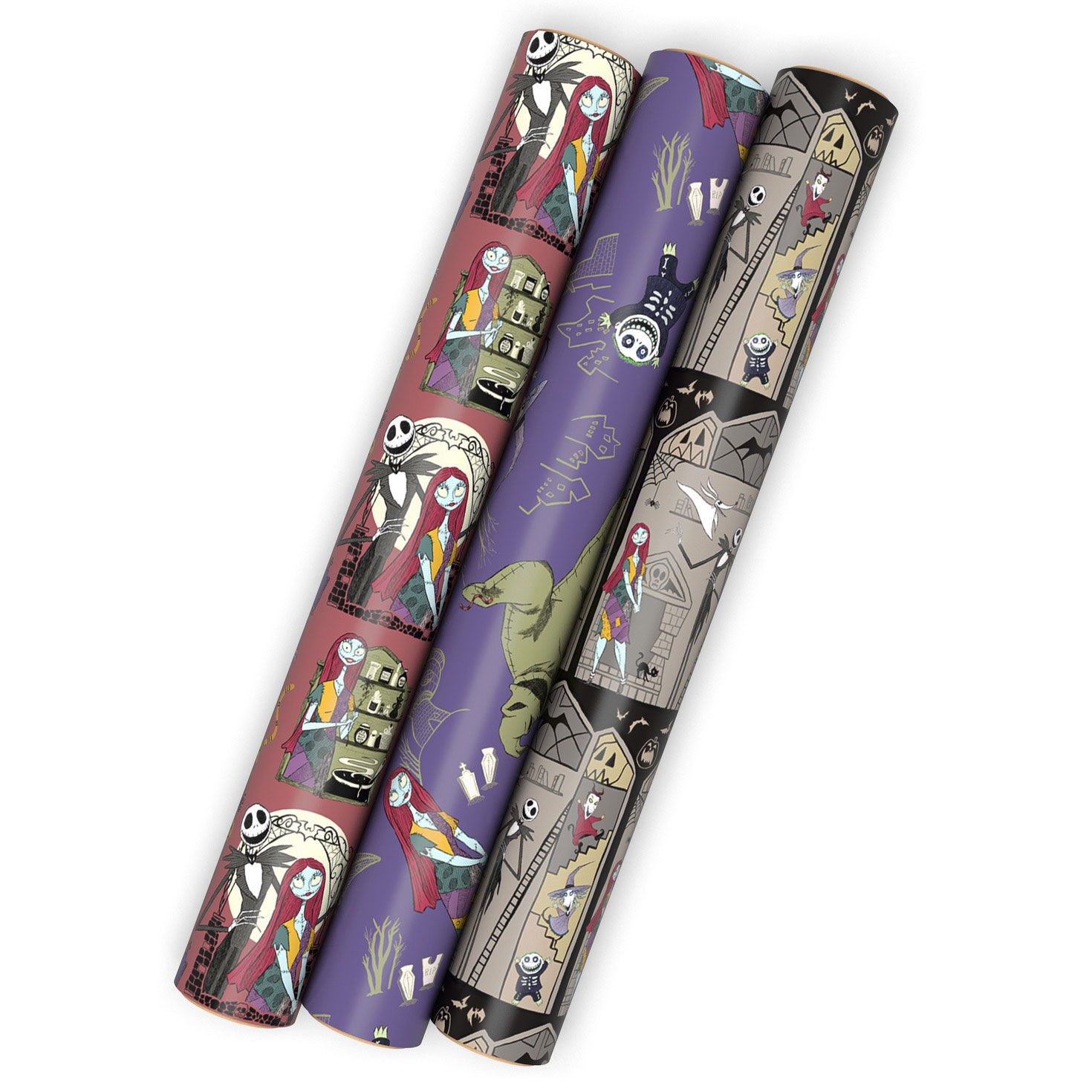 Disney Tim Burton's The Nightmare Before Christmas 3-Pack Wrapping Paper Mini Roll Bundle, 45 sq. ft. total