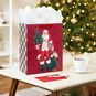Santa With Gifts on Red Large Christmas Gift Bag In Use image number 2