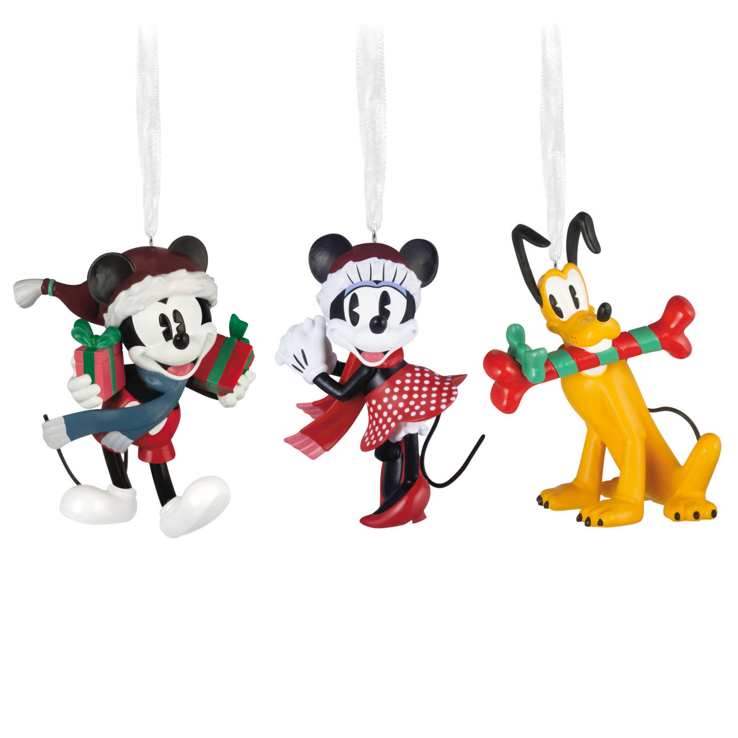 Disney Mickey and Friends Mickey, Minnie and Pluto Hallmark Ornaments, Set of 3