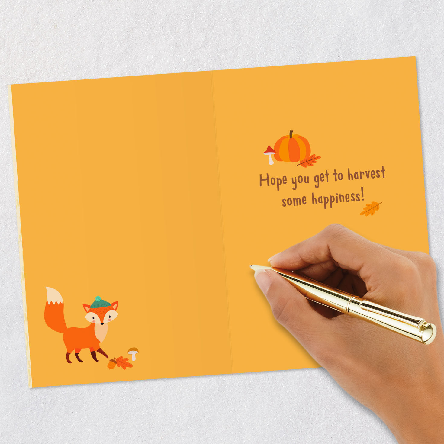 Bear With Wheelbarrow Kids Thanksgiving Card Signing card image number 6