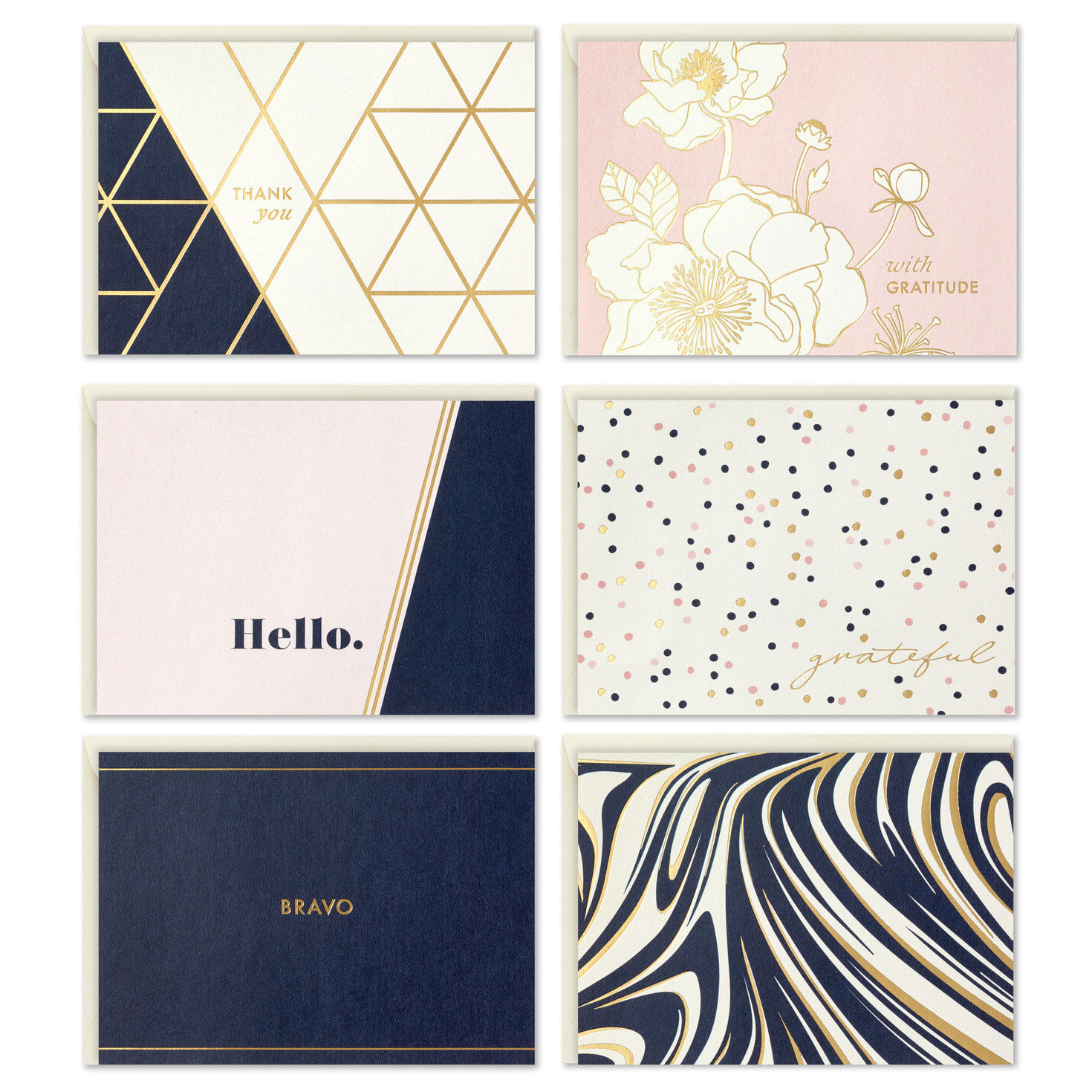 Modern Blush and Navy Boxed Blank Notes Assortment, Pack of 24 - Note ...