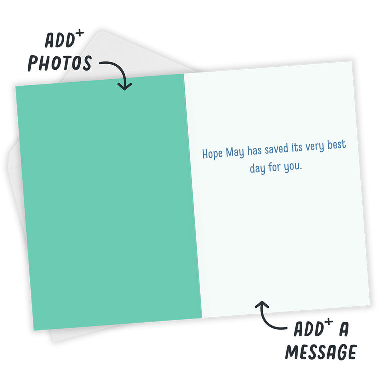 Maybe Best Month Personalized Birthday Card Open Card with Envelope indicating personalization image number 3