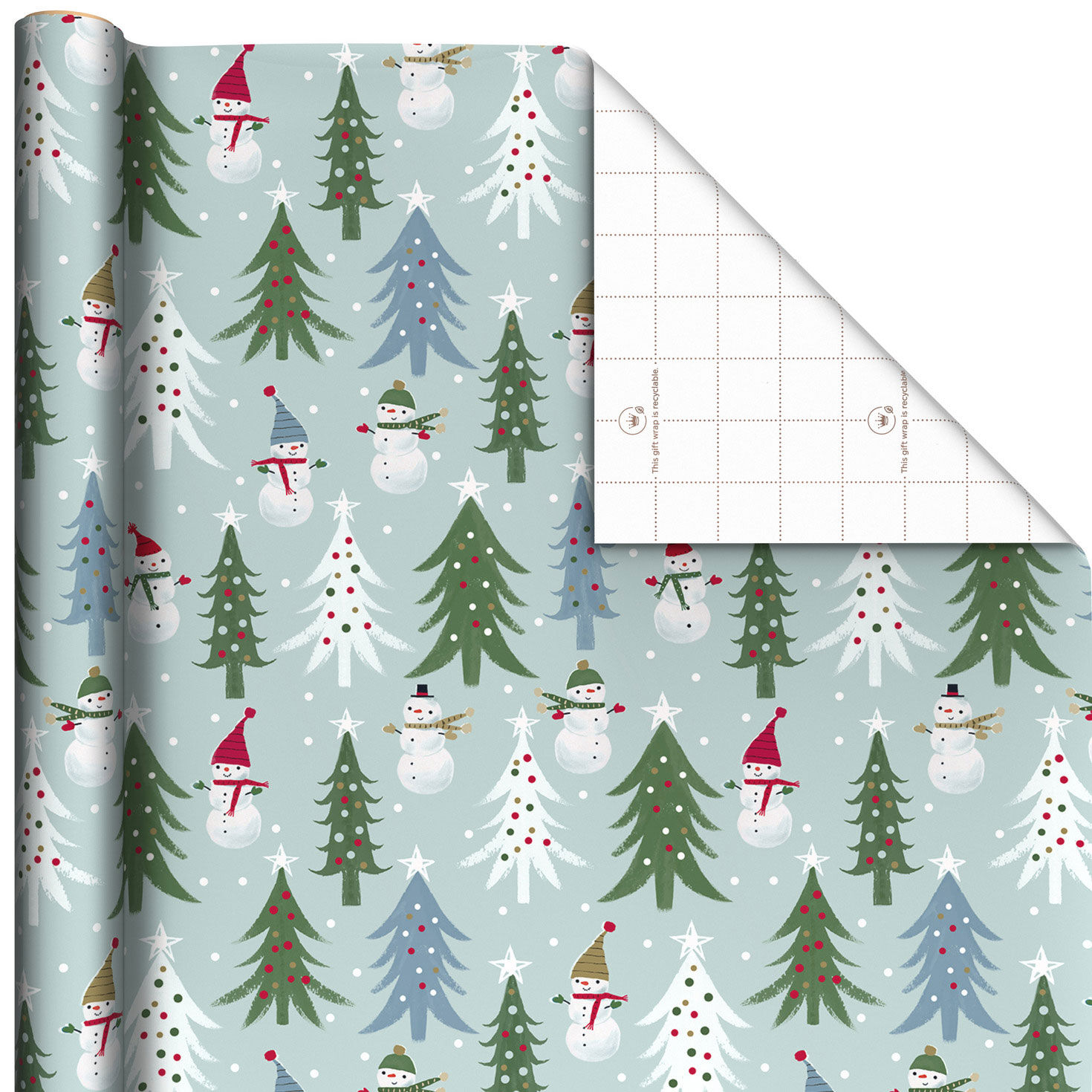 Snowmen and Christmas Trees Jumbo Wrapping Paper Roll, 90 sq. ft.