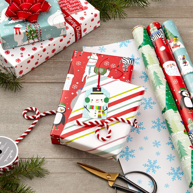 Winter Friends 3-Pack Reversible Kids Christmas Wrapping Paper Assortment, 120 sq. ft. - Wrapping Paper | Hallmark winter-friends-3-pack-reversible-kids-christmas-wrapping-paper-assortment-120-sq-ft-wrapping-paper-hallmark