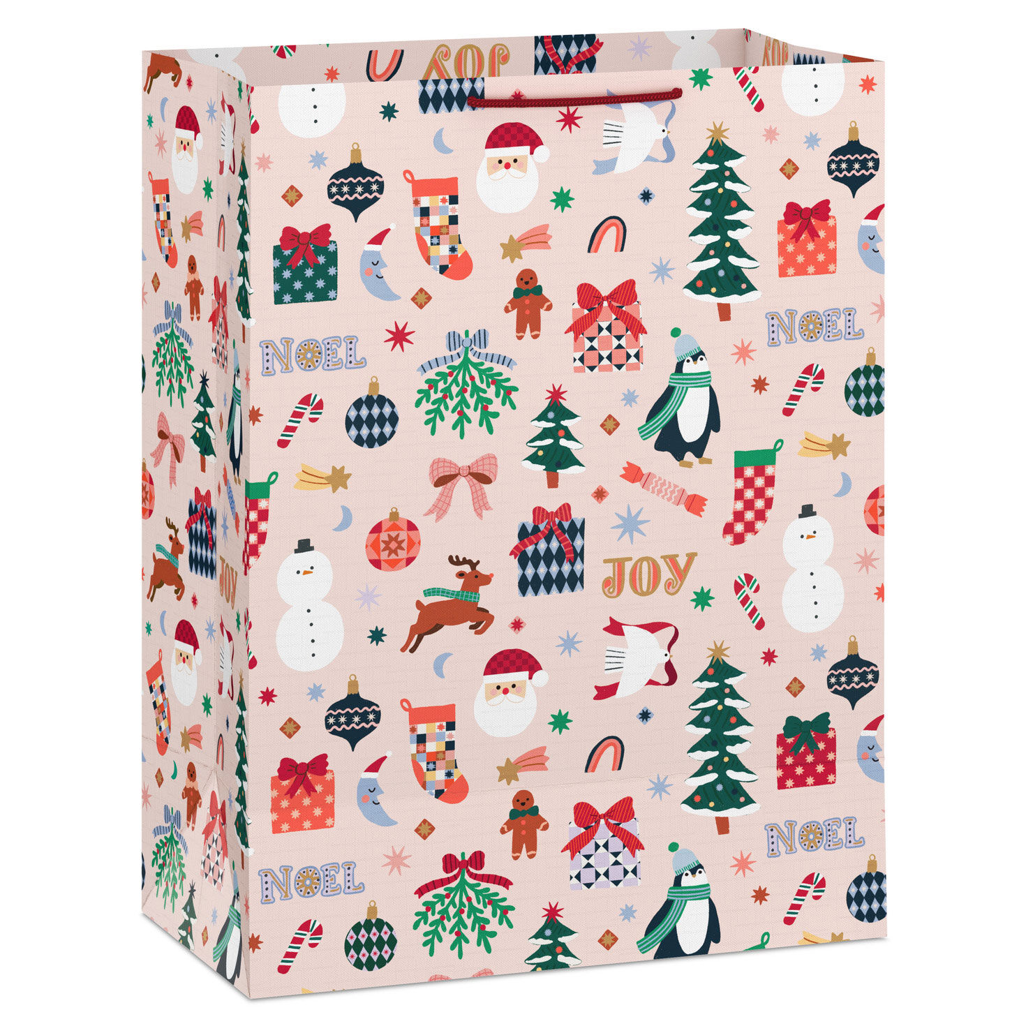 Cozy Icons on Blush Jumbo Christmas Bag Back image number 6