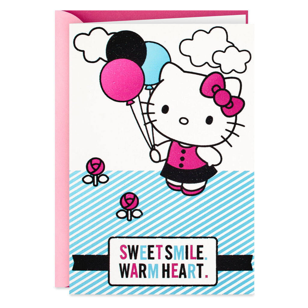 Hello Kitty® Sweet Smile and Warm Heart Birthday Card - Greeting Cards
