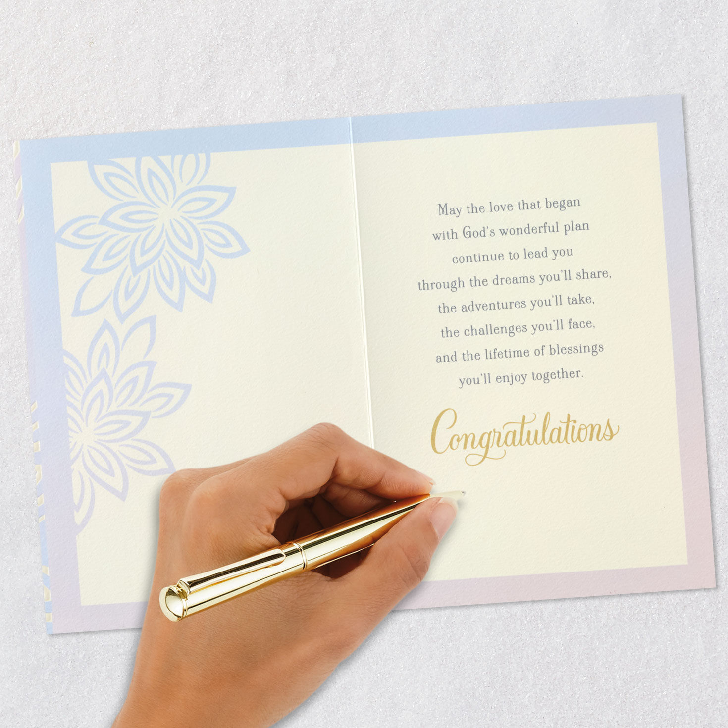 Heart and Flowers Wedding Card With Scripture signing card image number 7