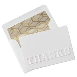 White Embossed Thank You Notes, Pack of 8, White Embossed Thank You Notes, Pack of 8, , large