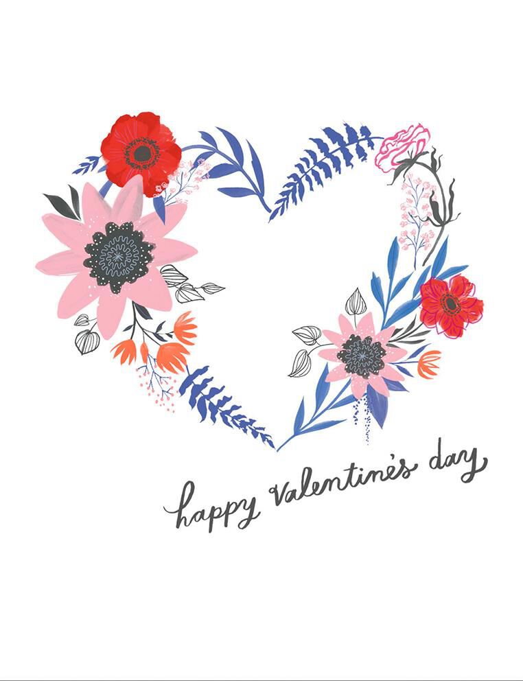 Floral Heart Blank Valentine's Day Card
