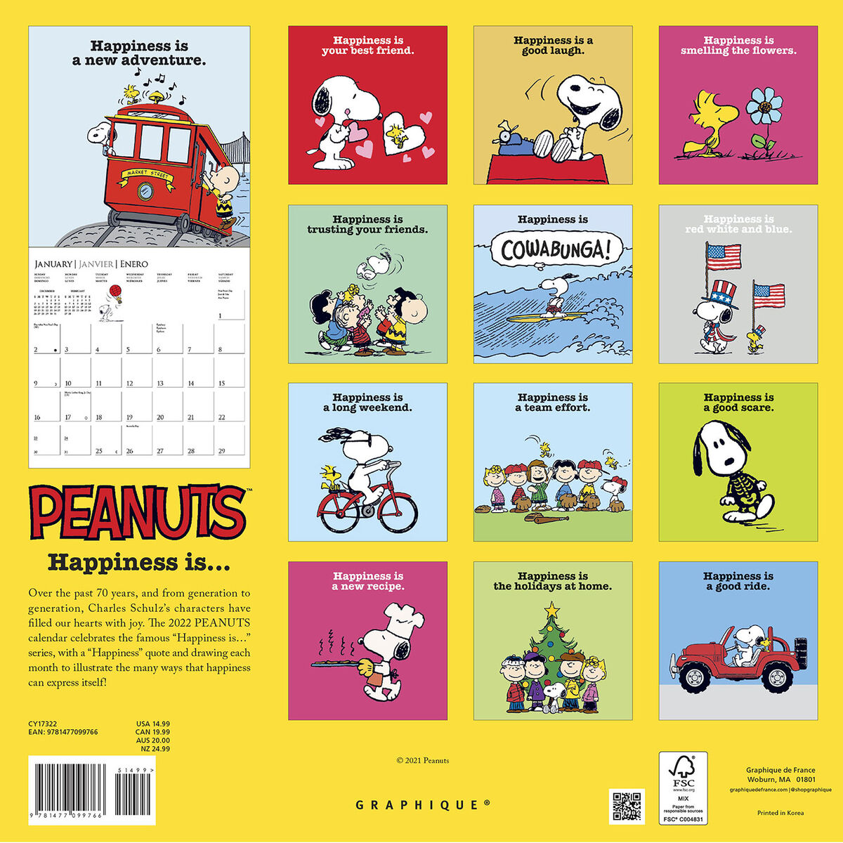 Peanuts Happiness Is 2022 Wall Calendar, 16Month Calendars