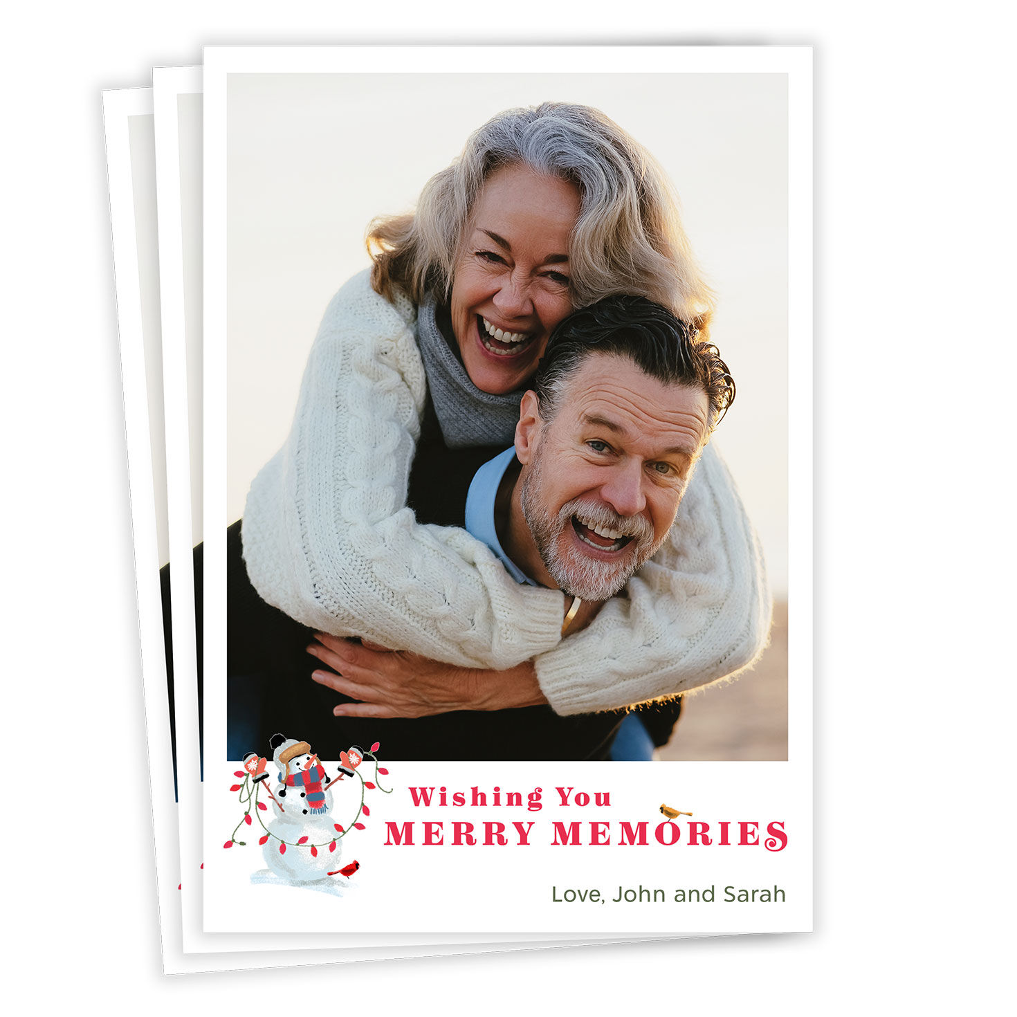 Merry Memories Snowman Flat Christmas Photo Card