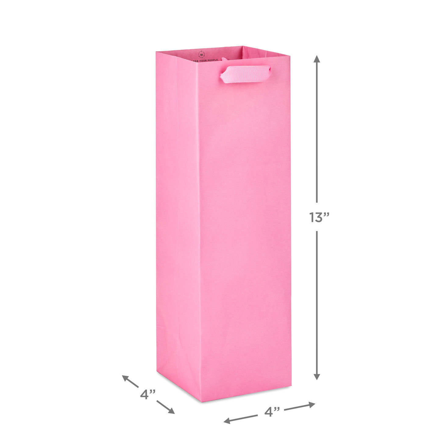 Solid Pink Wine Bottle Gift Bag measurement image number 2
