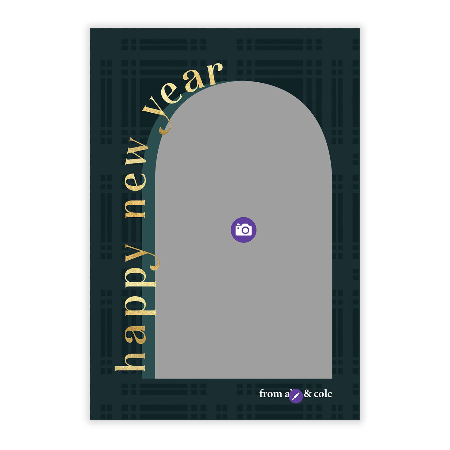 Arch on Green Plaid Flat New Year Photo Card, , large image number 5