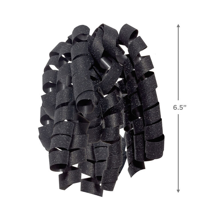 6.5" Sparkling Black Curly Ribbon Gift Bow, Sparkling Black, large image number 3