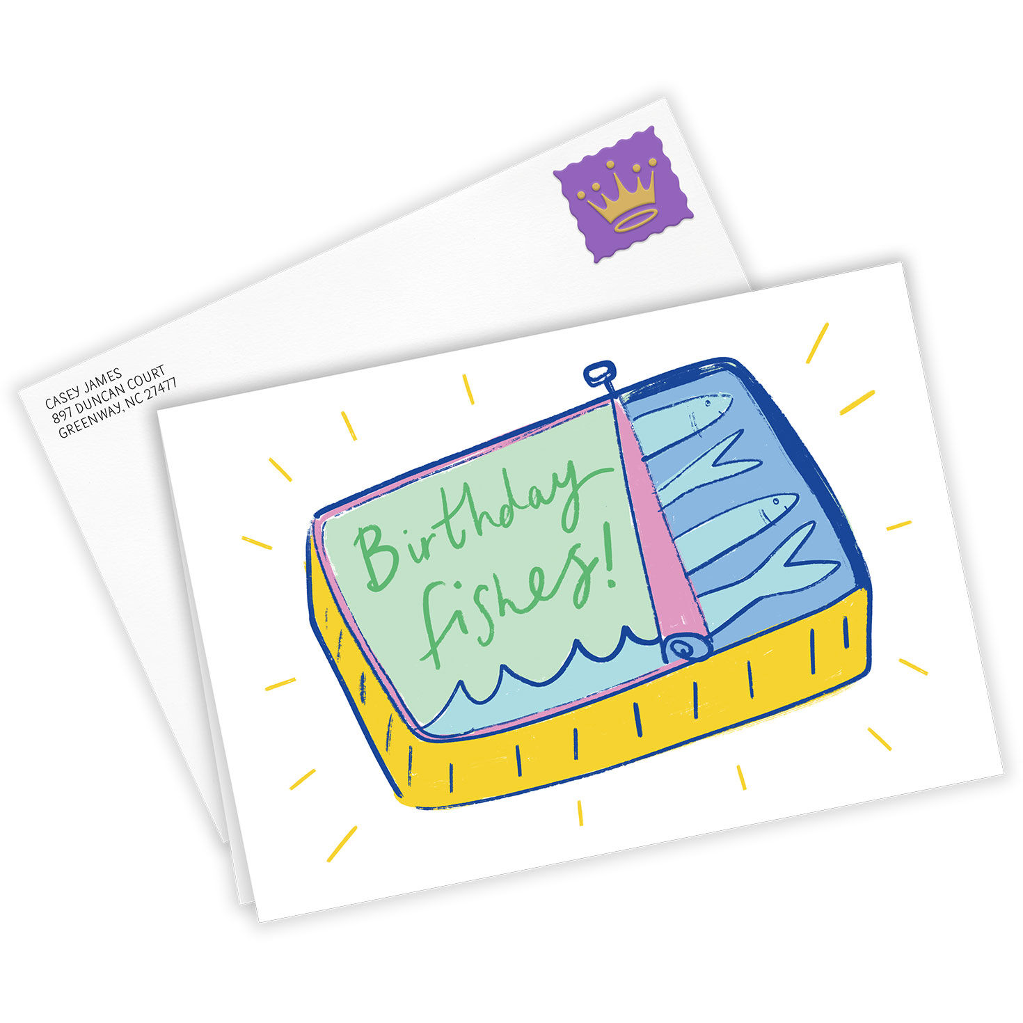 Sardine Container Personalized Birthday Card Card Front with Envelope image number 2