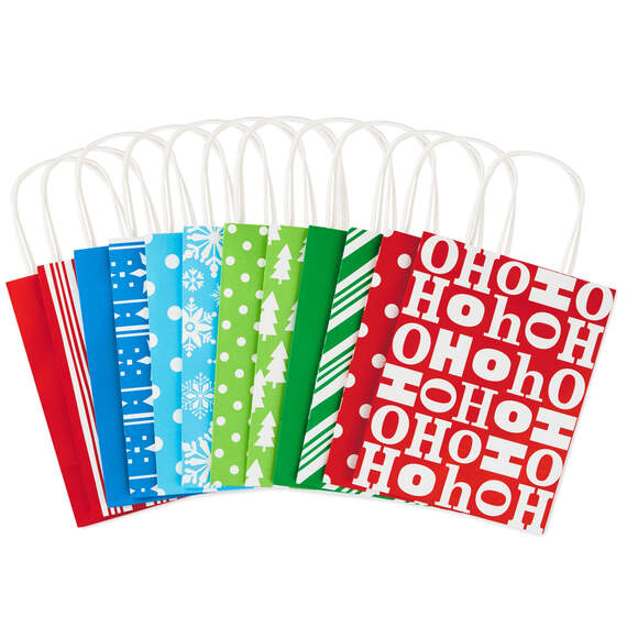 9.7" Bright Fun 12-Pack Christmas Gift Bags, , large image number 4