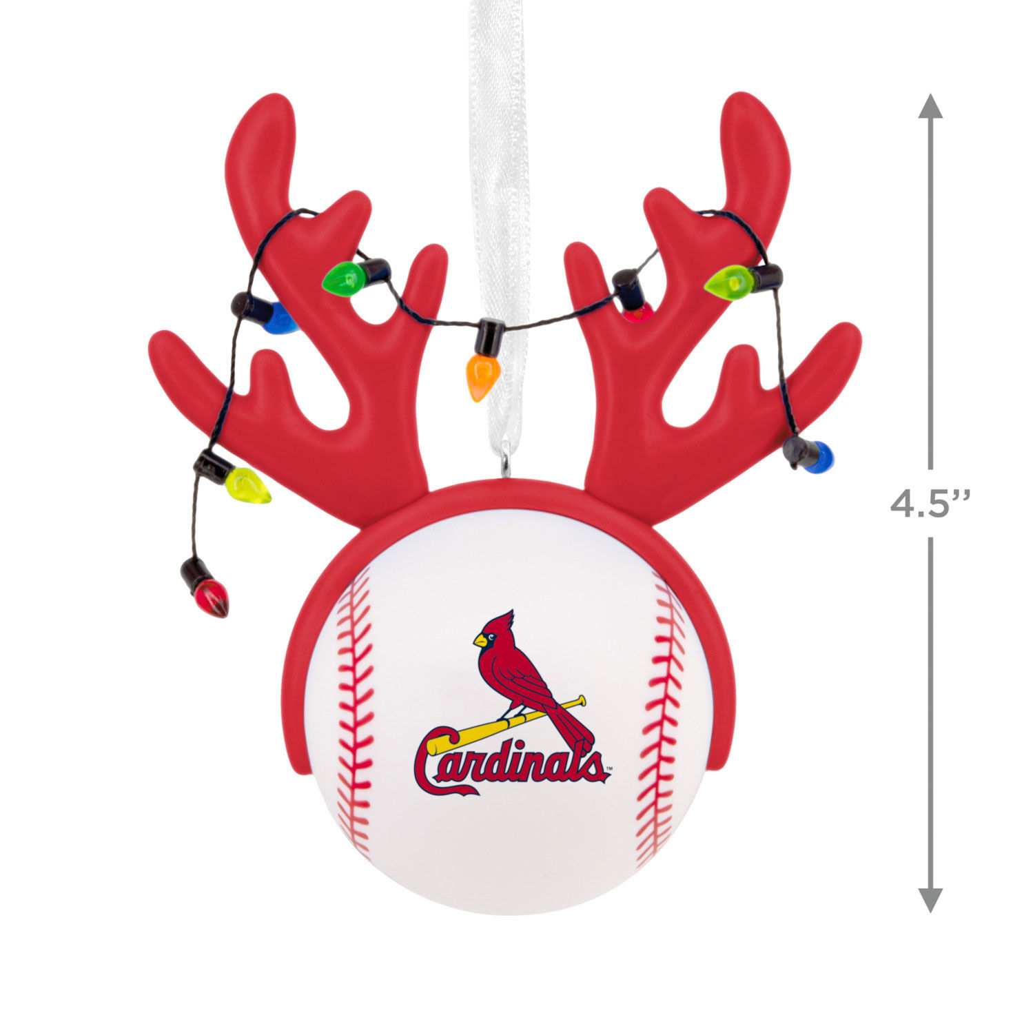 Cardinals Reindeer Baseball Christmas Ornament measurement image number 3