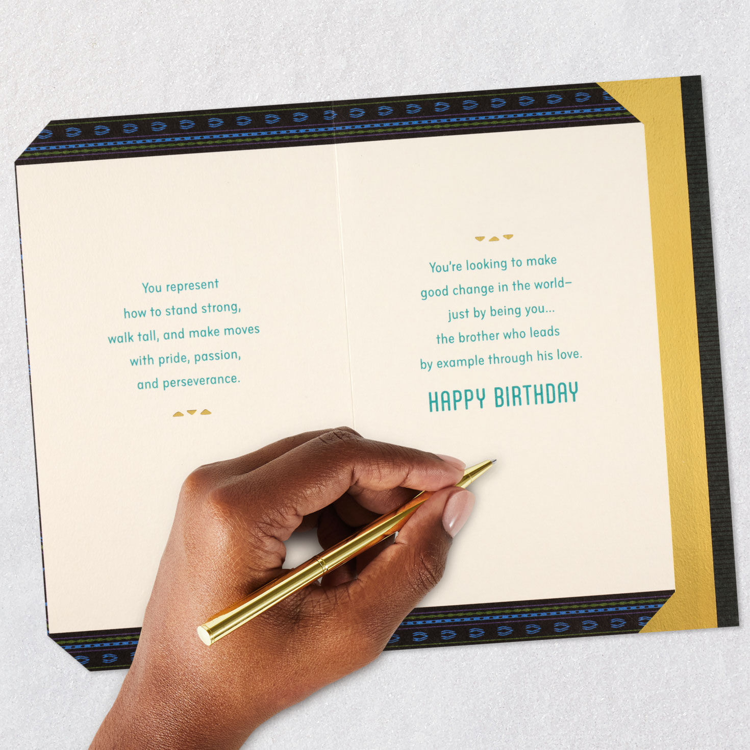 Blue Diagonal Patterns Birthday Card for Him Signing card image number 8