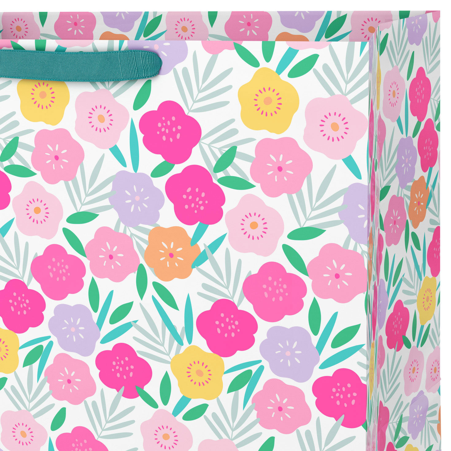 Colorful Floral Extra-Deep Gift Bag Handle Detail image number 4
