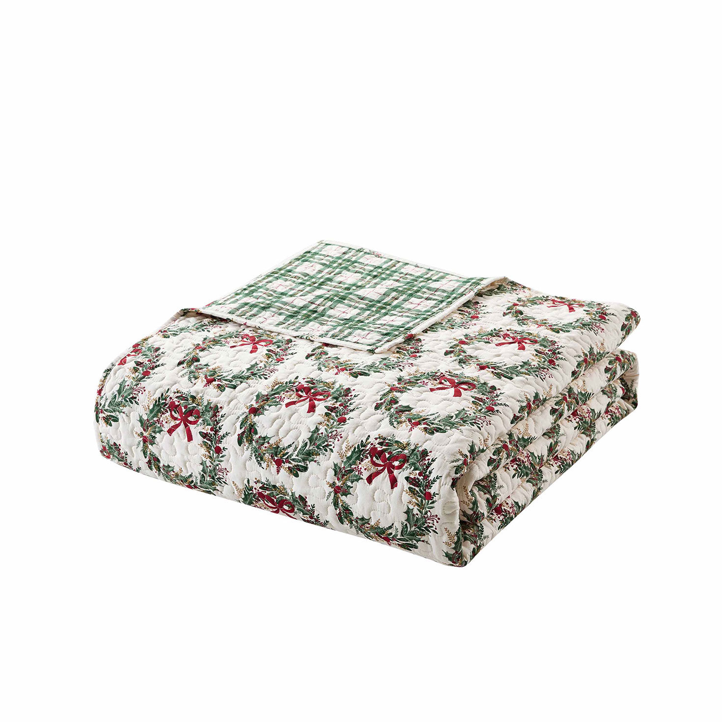 Hallmark Holiday Wreath 3 Pc. Quilt Set - King front folded image number 2