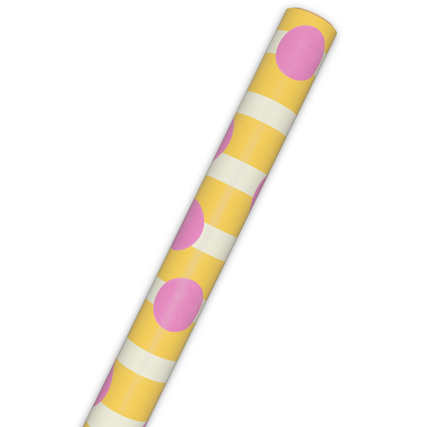 Yellow and White Stripes and Pink Dots Gift Wrap  image number 6