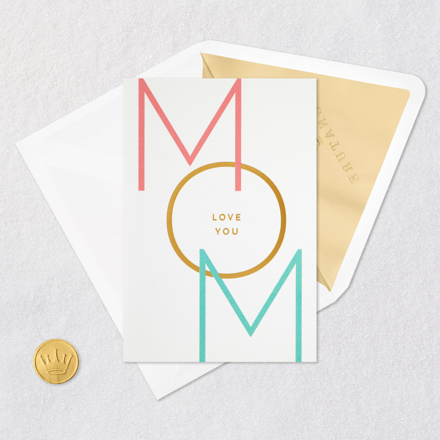 Love You Modern Lettering Mom Mother's Day Card Card Front with Envelope and Gold Seal image number 5