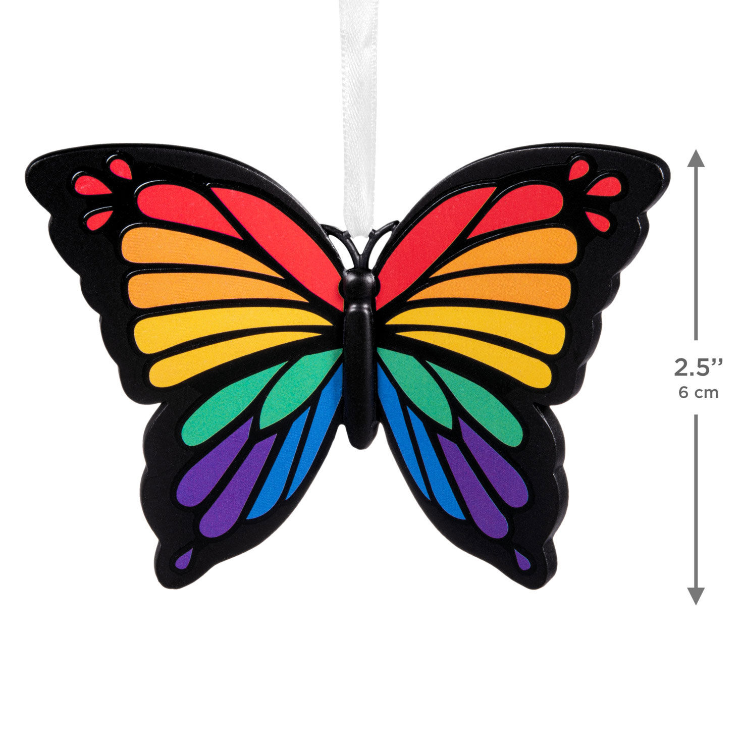 Rainbow Butterfly Christmas Ornament measurement image number 3