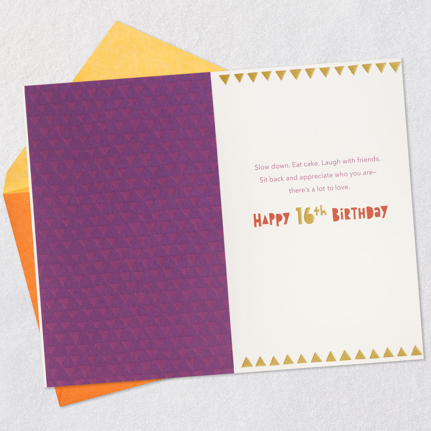 Red and Orange Lettering 16th Birthday Card Open card with envelope image number 3